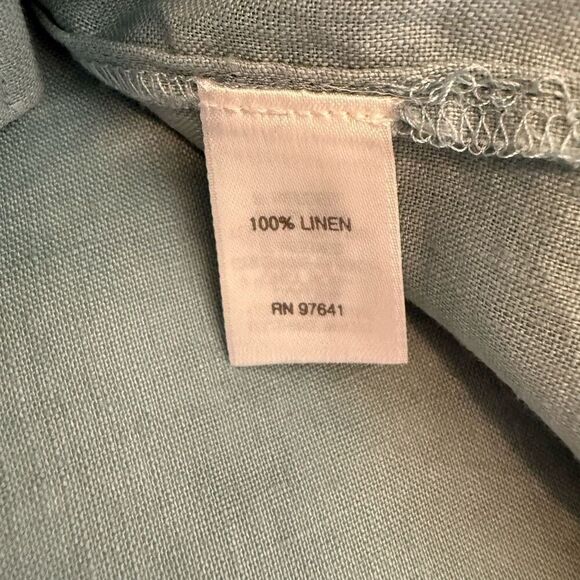 J. Jill Blue Linen Long Slv Button Up Blouse Sz M Beach, Coastal, Clean Girl - Picture 5 of 11
